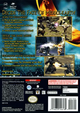 Lord of the Rings, The - The Two Towers box cover back